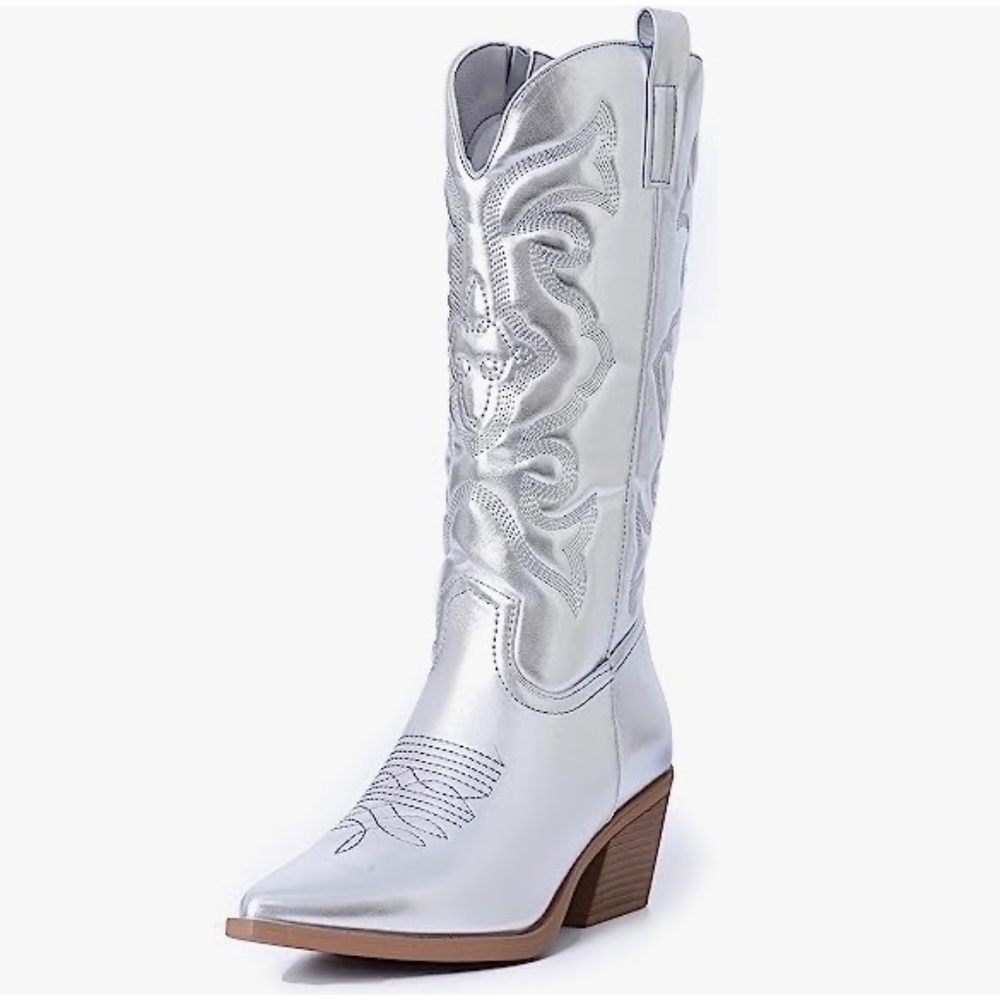 Metallic silver cowgirl boots